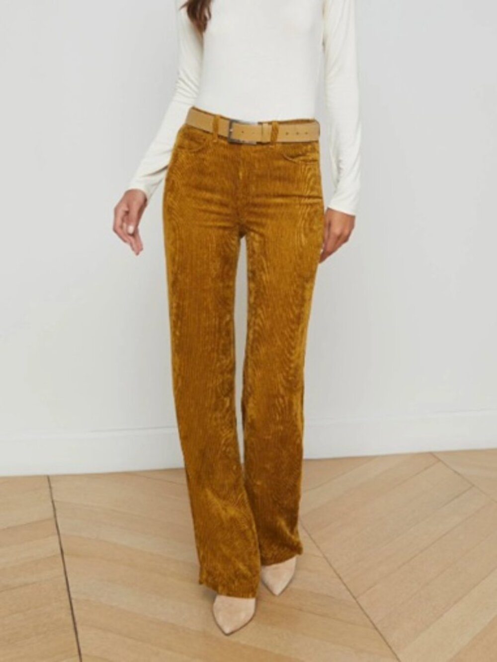 L'Agence Scottie Wide Leg Corduroy Pants Bronze 26 Boho Artsy Eclectic Unique